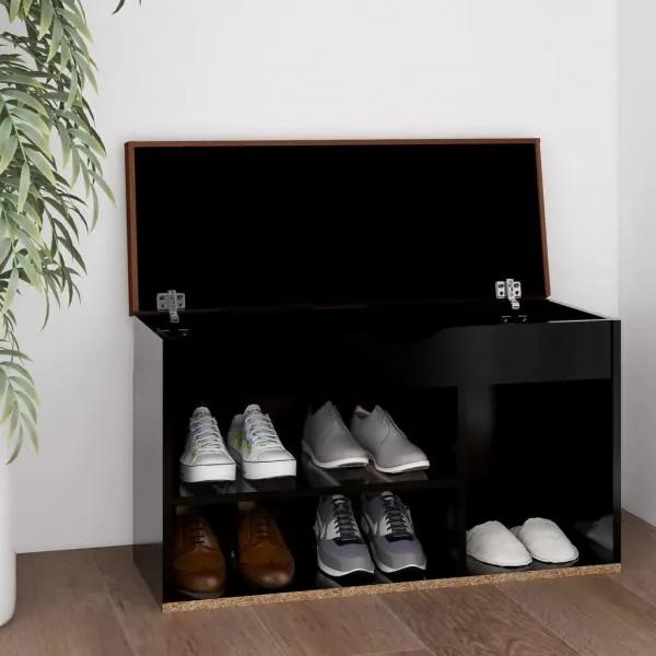 vidaXL Banchetă pantofar cu pernă, negru, 80x30x47 cm, pal