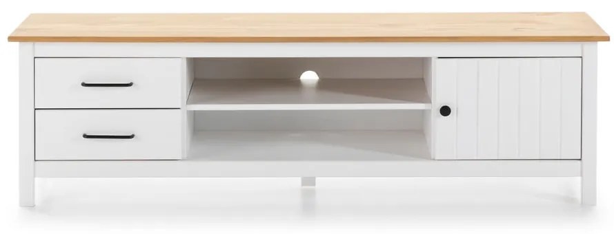 Comodă TV albă din lemn de pin 158x47 cm Miranda – Marckeric