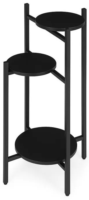 Suport pentru flori Loft - raft cu 3 etaje cu rafturi negre rotunde