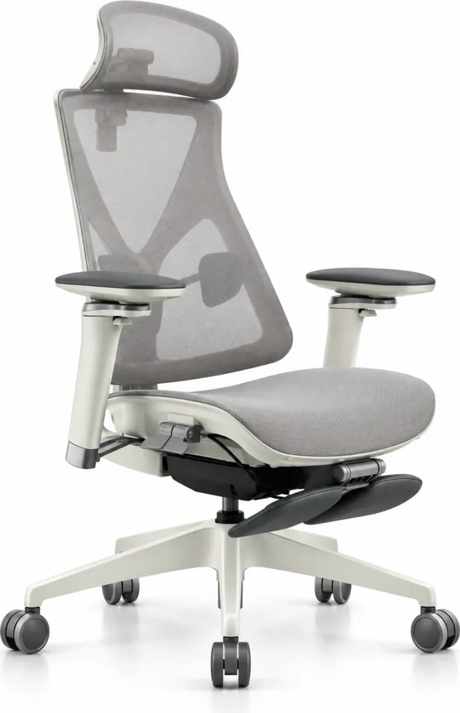 Scaun ergonomic ANEW ARYSE D3, Suport Lombar Trio Dinamic , Cotiere 5D Dual-Axis, Tetieră Reglabilă, Mecanism Sensibil la Greutate cu Seat-Slider, Suport Picioare, Mesh, Gri