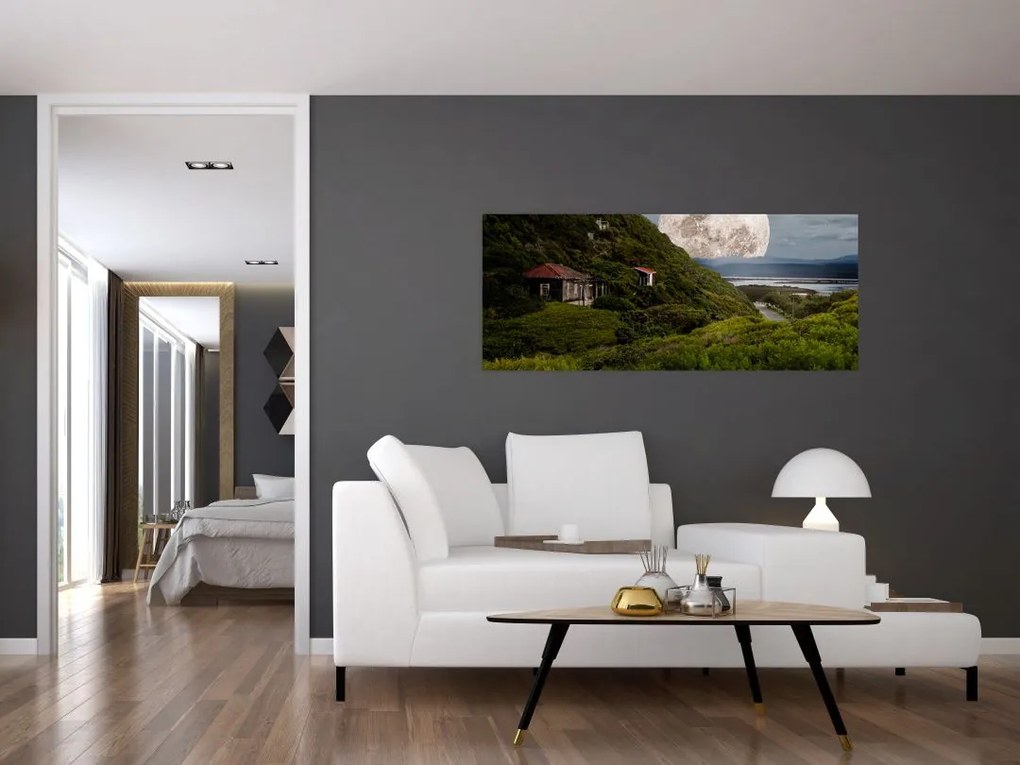 Tablou - peisaj cu luna (120x50 cm)
