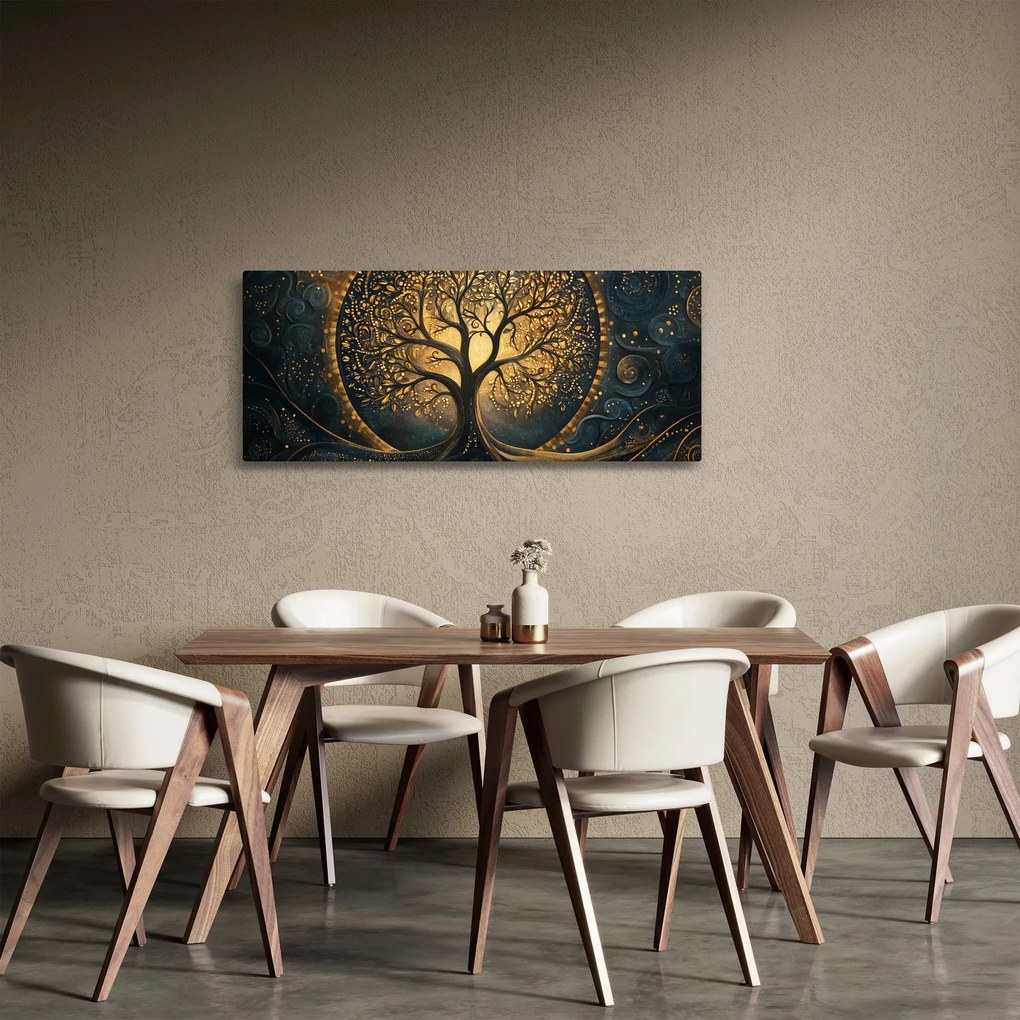 Tablou – Arbore cu aură aurie (120x50 cm)