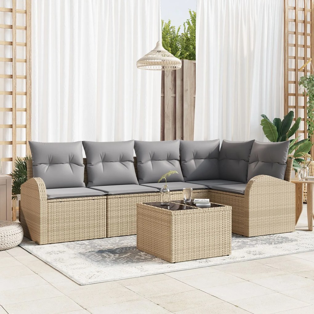 vidaXL Set de canapea de grădină cu perne Ratan Polic negru