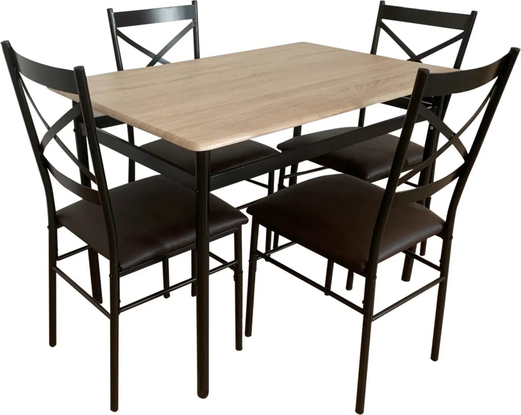 Set masa cu 4 scaune NAREN, stejar sonoma/negru