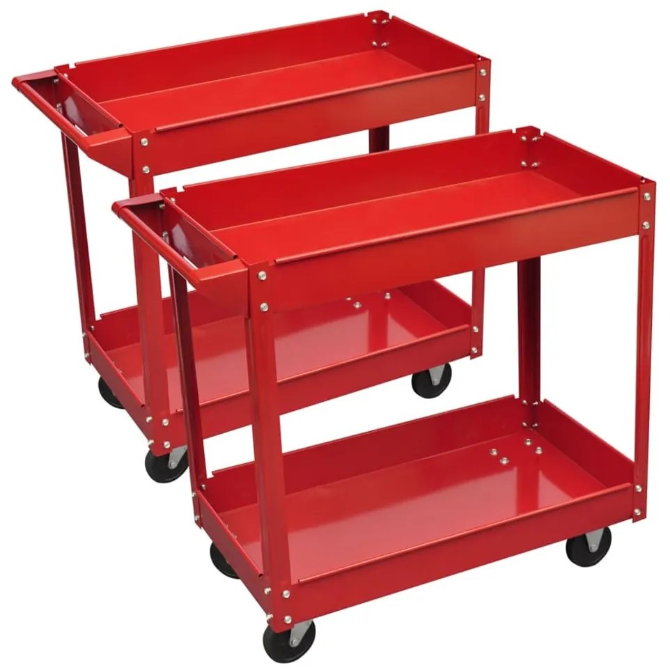vidaXL Cărucior pentru scule de atelier, 2 buc., 100 kg, 2 rafturi