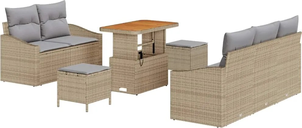 vidaXL Set de canapele pentru grădină cu pernă 8 pcs Bej poliratan