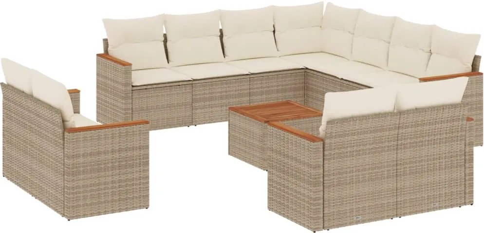 vidaXL Set canapele de grădină cu perne, 12 piese, bej, poliratan