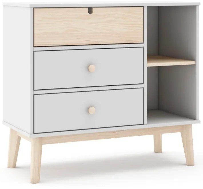 Comodă de copii albă joasă 90x40 cm Estefania – Marckeric