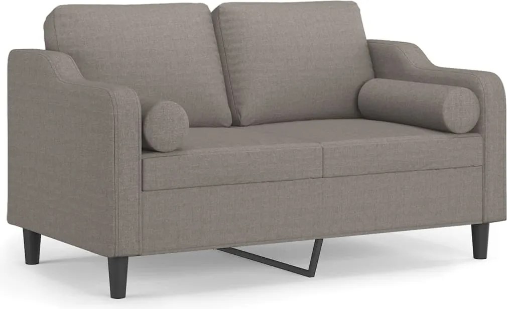 vidaXL Canapea cu 2 locuri cu pernuțe, gri taupe, 120 cm, textil
