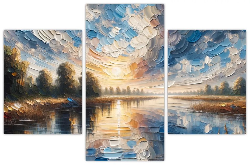 Tablou - Pictură cu soarele deasupra apei (90x60 cm)