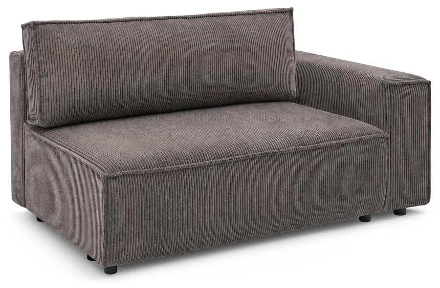 Modul pentru canapea maro deschis cu tapițerie din catifea reiată (cu colț pe partea dreaptă) Nihad modular – Bobochic Paris