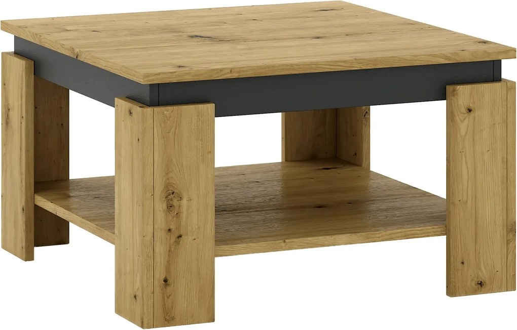 Masuta cafea LEJSY, stejar artisan/gri grafit, 68x68x41 cm
