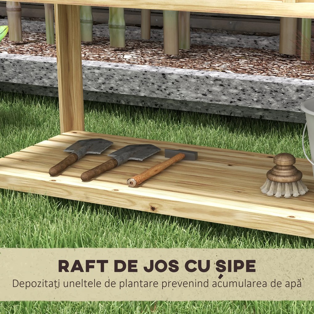 Outsunny Jardinieră pe picioare cu separator detașabil, raft, inserturi pentru irigare, material geotextil de drenaj 115L x 46l x 75Î cm | Aosom Romania