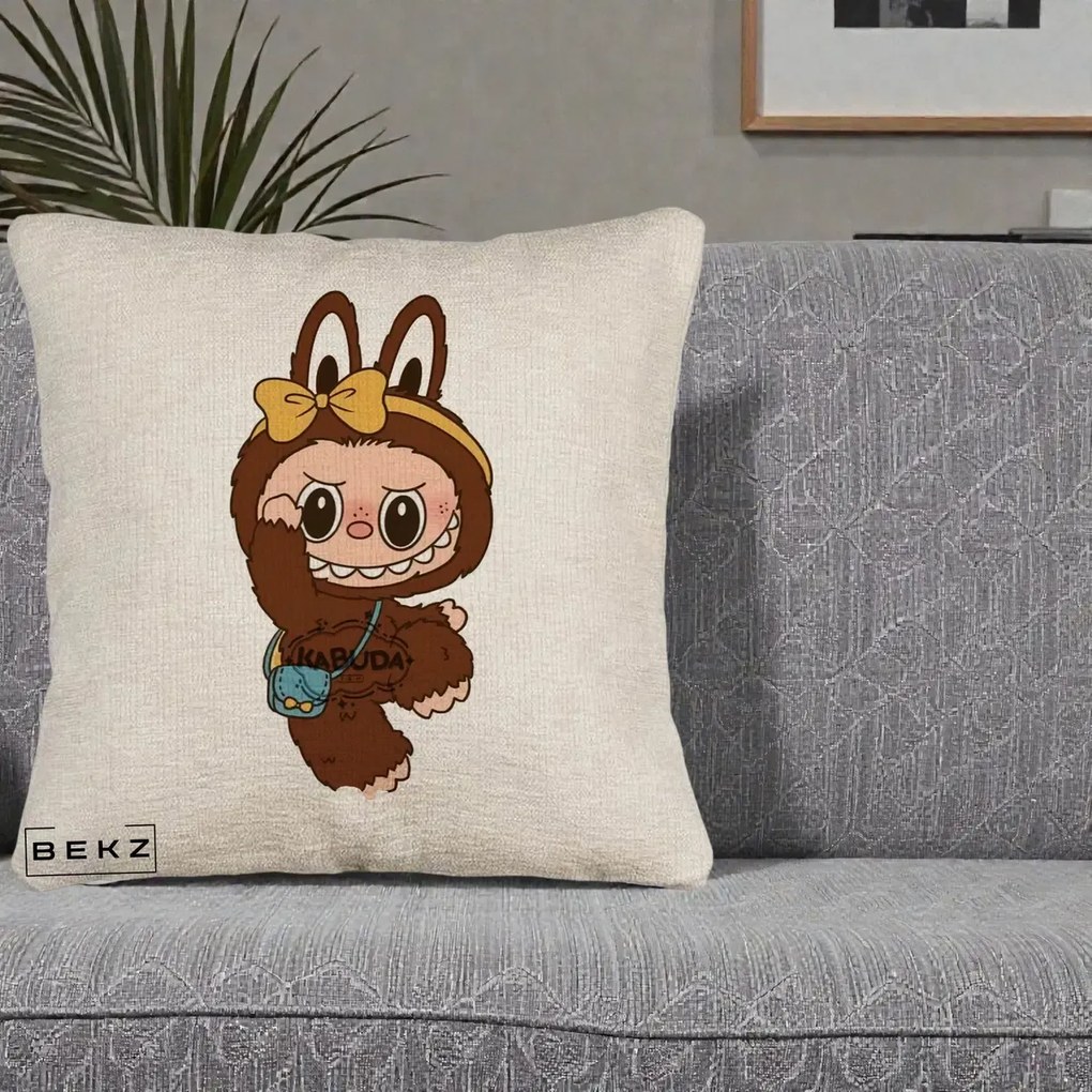 Perna Personalizata Kabuda Maro cu Funda Aurie, 40x40 cm, Bej Canapea, Husa Detasabila, Perna Inclusa, BEKZ®