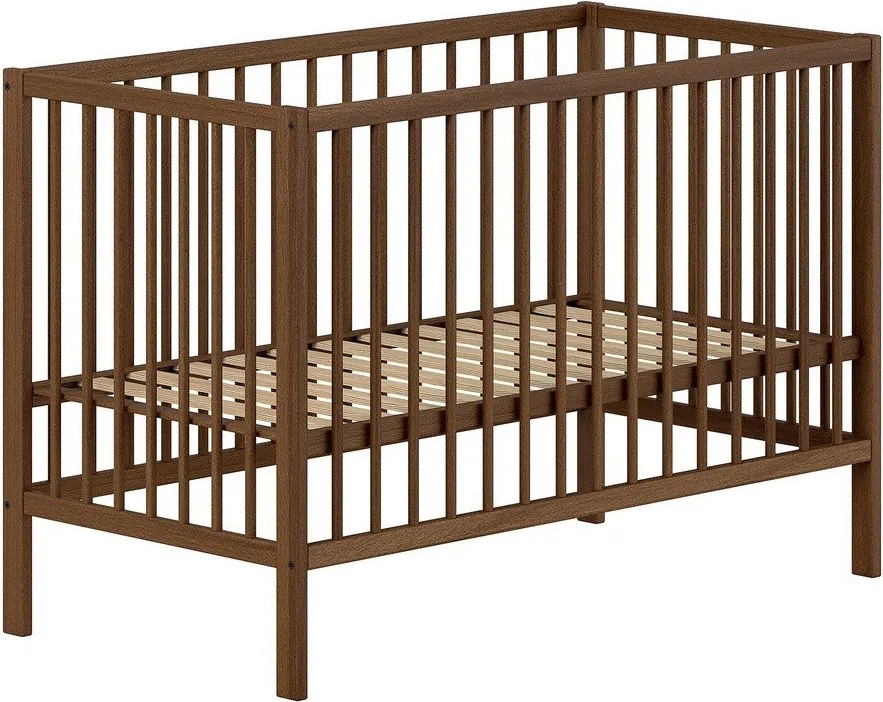 Pătuț maro din lemn de fag cu înălțime reglabilă 60x120 cm Dino – Vipack