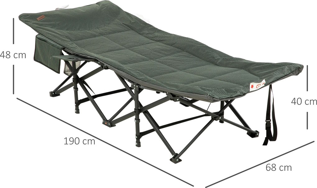 Outsunny Șezlong pliabil, spătar reglabil, cu suport pentru pahare, până la 120 kg, 68 x 190 x 48 cm, Gri | Aosom Romania