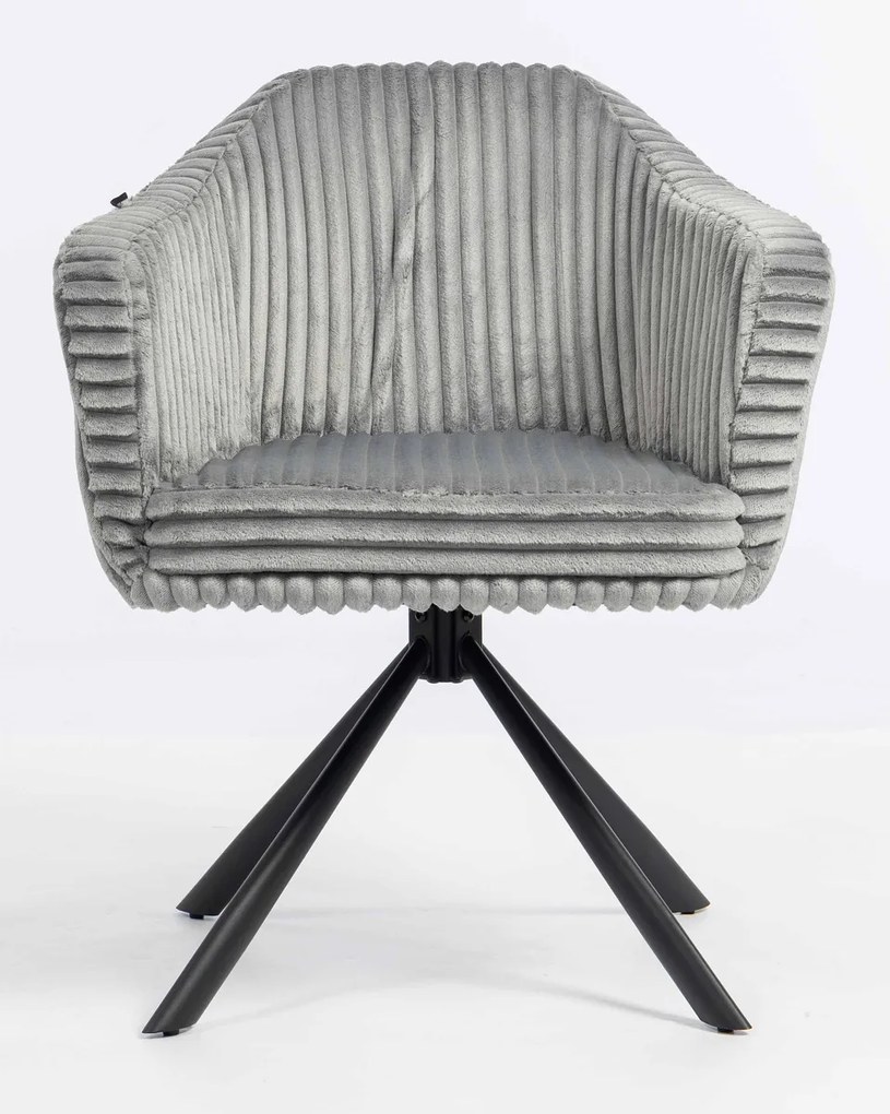 HR832 BAZĂ STEA Scaun Gri Teddy Cord cu Bază Neagră