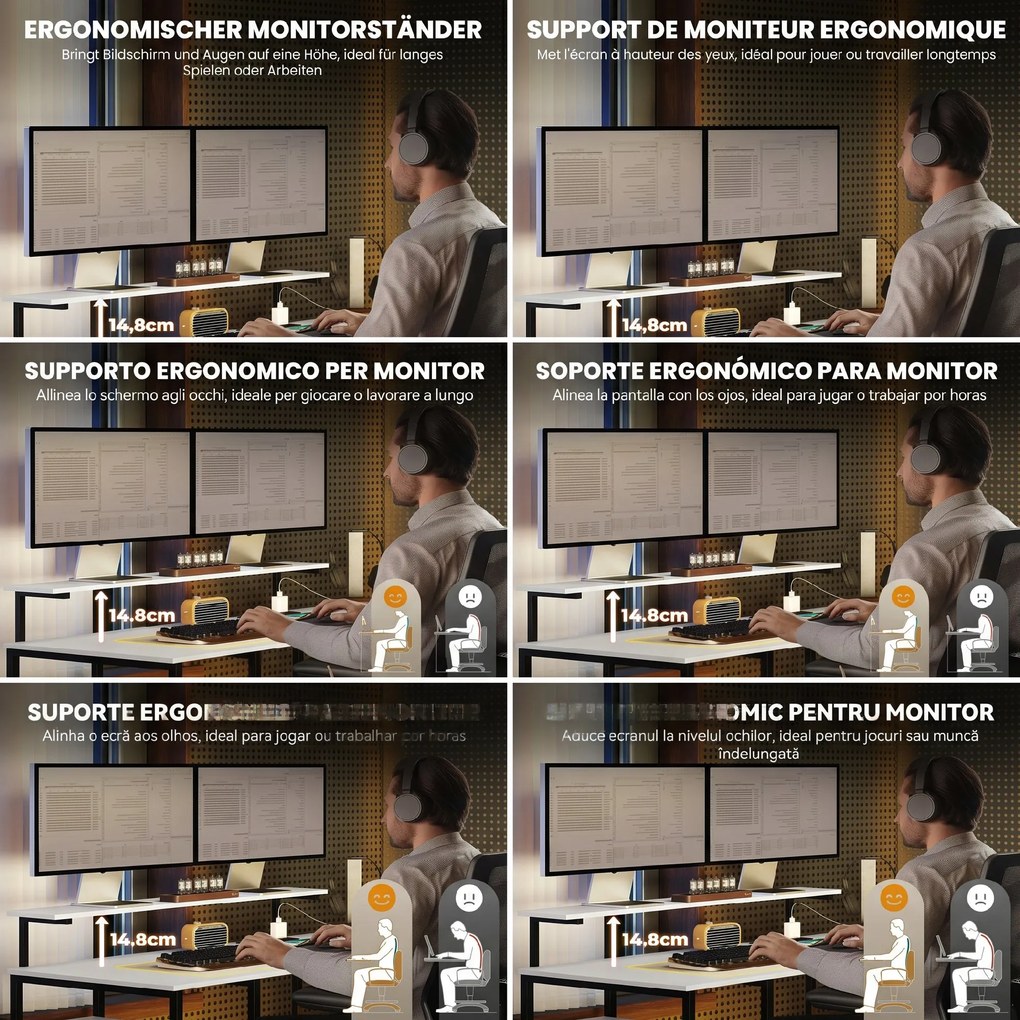 HOMCOM Birou de Colț pentru Computer în Formă de L cu Bibliotecă, 137x140x139,5 cm, Negru | Aosom Romania
