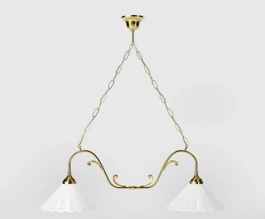 Candelabru 2 brate din alama si abajur ceramic Zefira