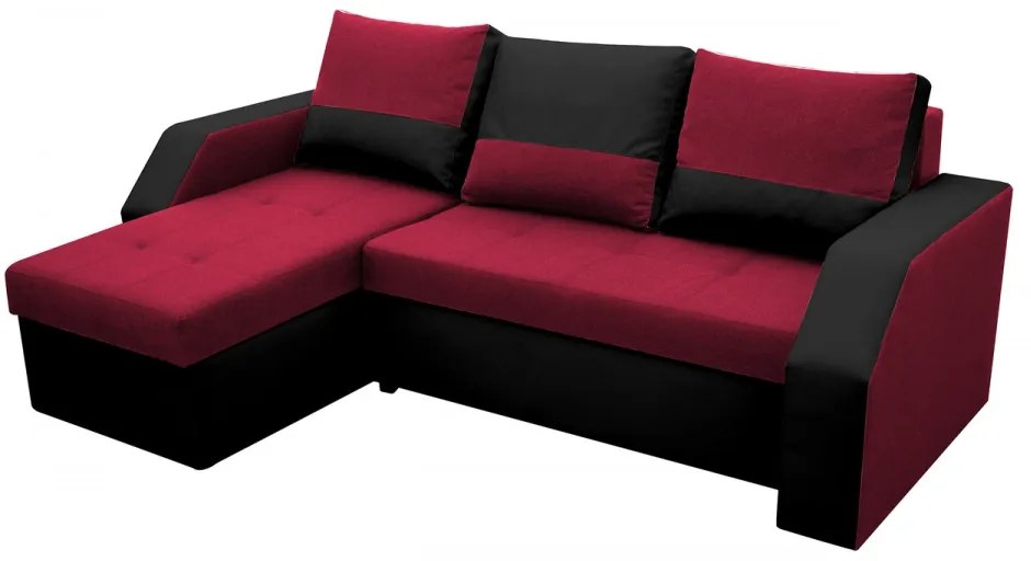 Coltar extensibil Madrid, 226x145x79 cm, 2 lazi depozitare, Reversibil, Rosu/Negru