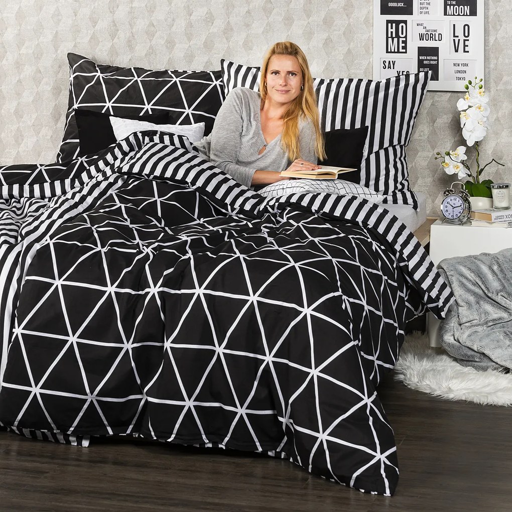 Lenjerie de pat din bumbac 4Home Galaxy, negru, 140 x 200 cm, 70 x 90 cm