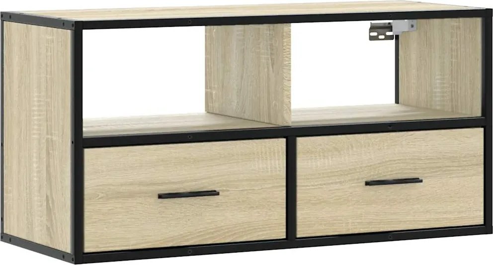 vidaXL Dulap TV, stejar sonoma, 80x31x39,5 cm, lemn prelucrat și metal