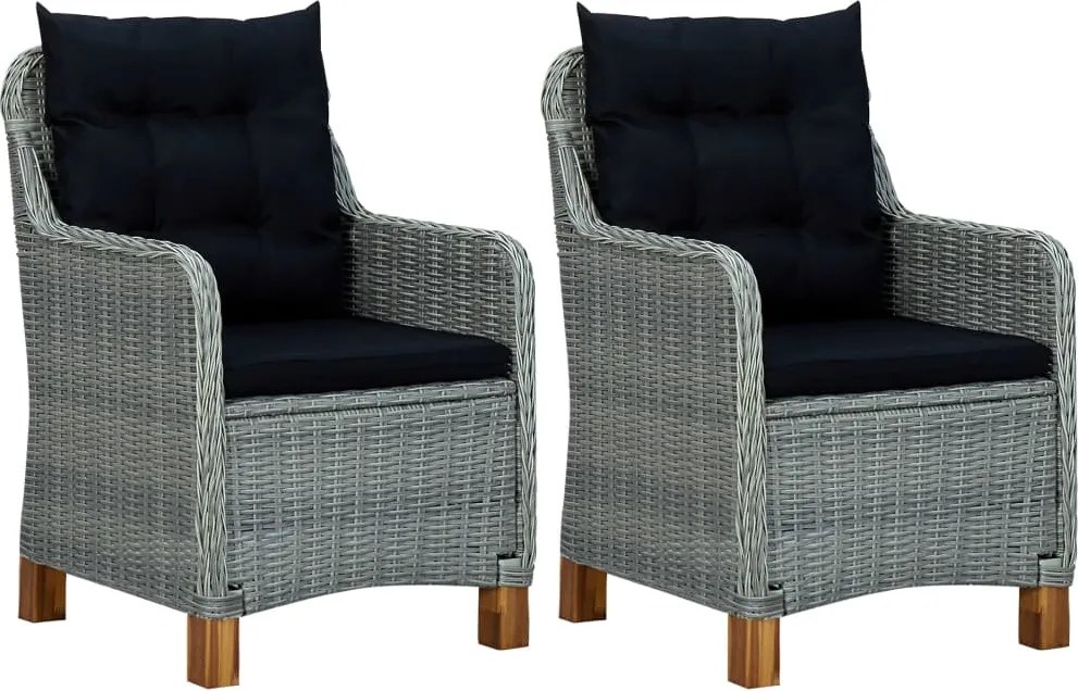 vidaXL Scaune de grădină cu perne, 2 buc., gri deschis, poliratan