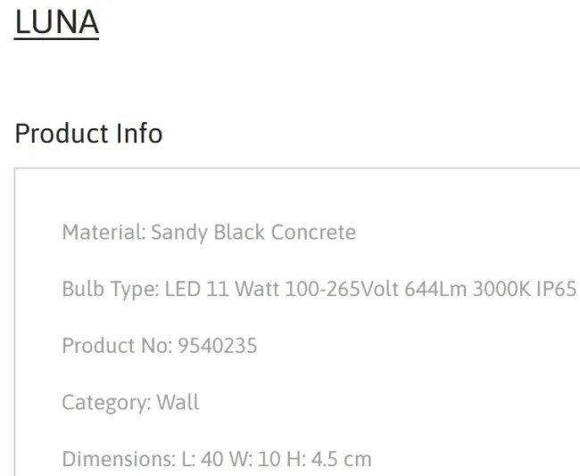 Aplica LED ambientala de exterior IP65 LUNA L-40cm