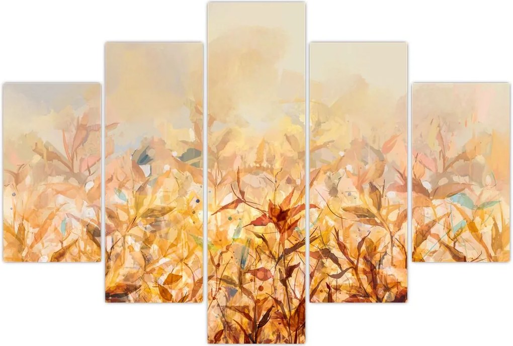 Tablou - Frunze în culori de toamnă, pictură în ulei (150x105 cm)