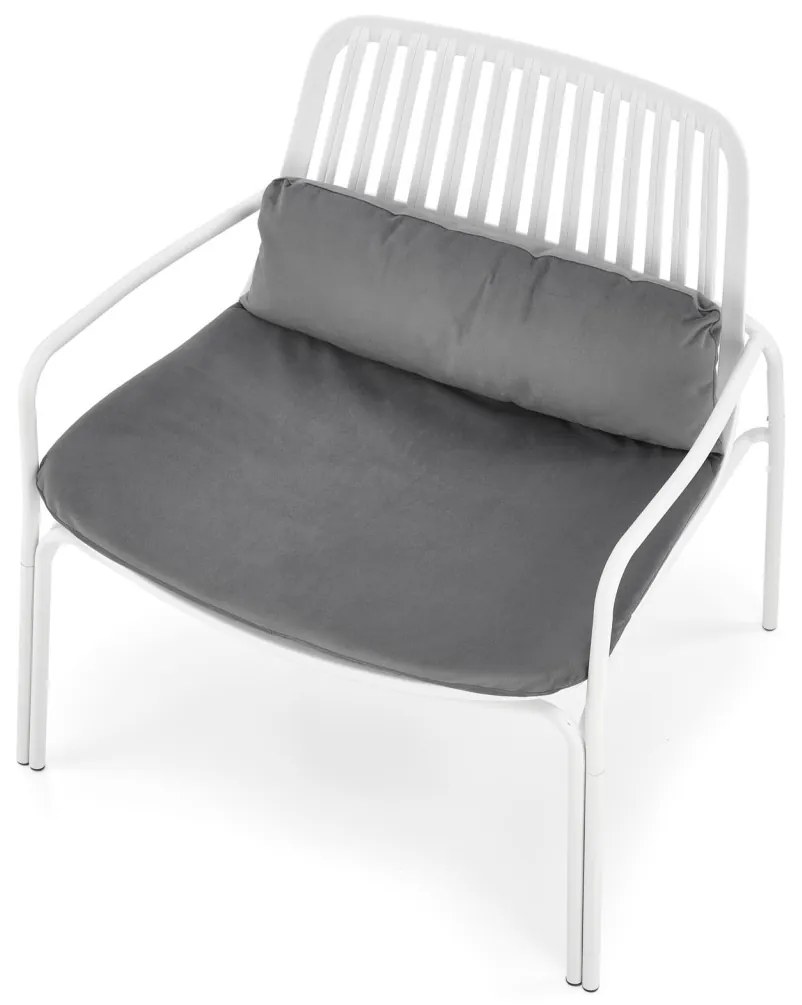 Fotoliu din plastic Melby alb - H75 cm