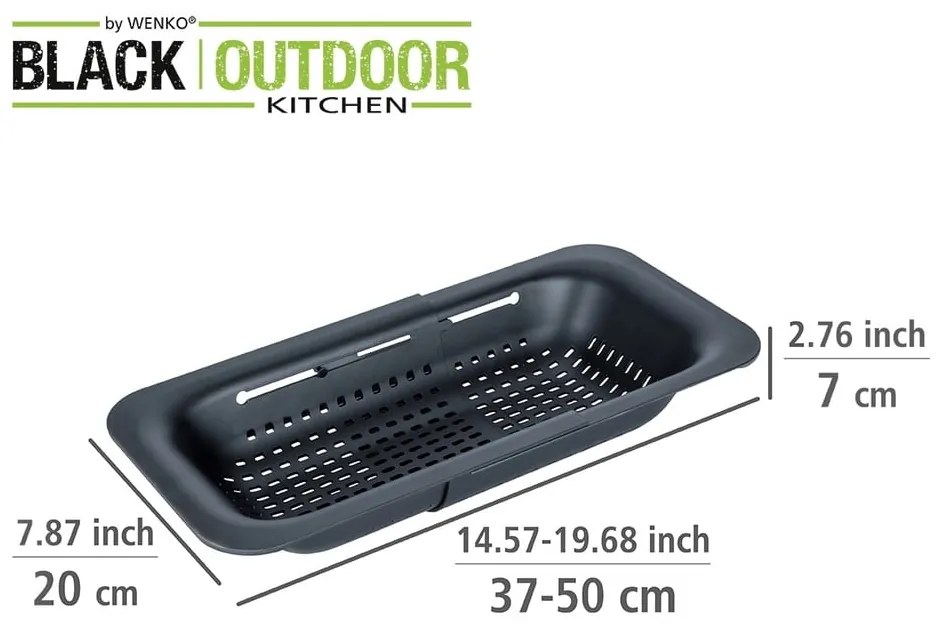 Strecurătoare extensibilă Wenko Black Outdoor Kitchen Sivo, negru