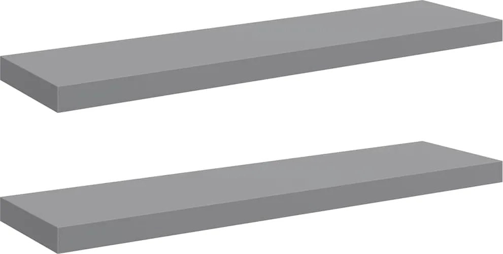 vidaXL Rafturi de perete suspendate, 2 buc., gri, 90x23,5x3,8 cm, MDF