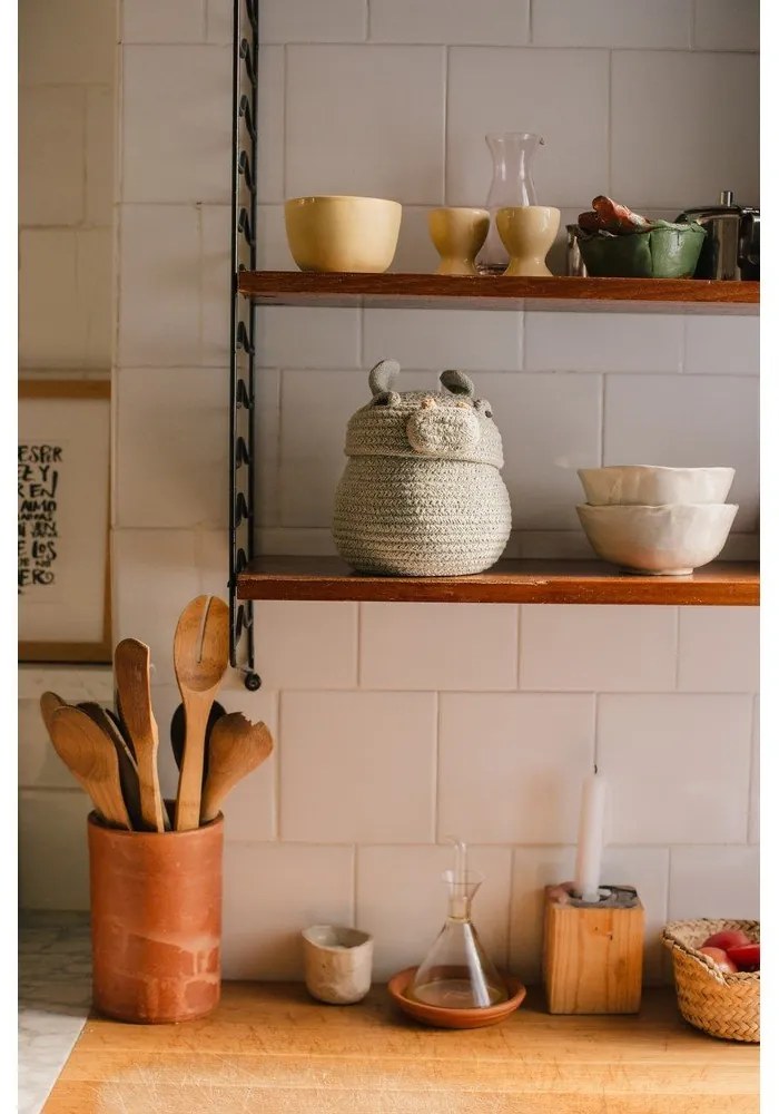 Coș de jucării pentru copii gri deschis din material textil ø 15x15 cm Mini Henry the Hippo – Lorena Canals