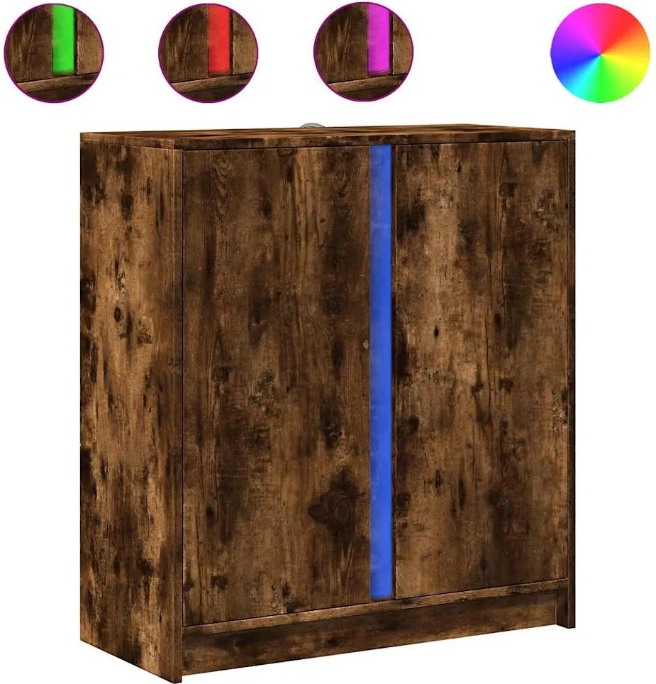 vidaXL Dulap cu LED, stejar fumuriu, 77x34x85 cm, lemn prelucrat