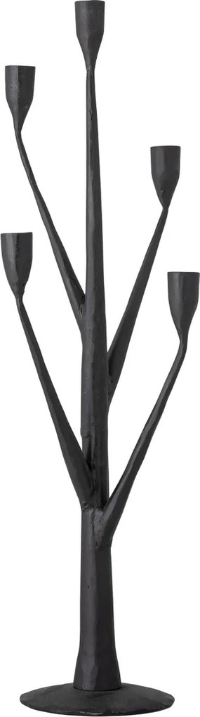 Sfeșnic cu 5 brațe din metal, negru, cu brațe ramificate, finisaj mat, 64 x 26 x 24 cm, „Abriz”