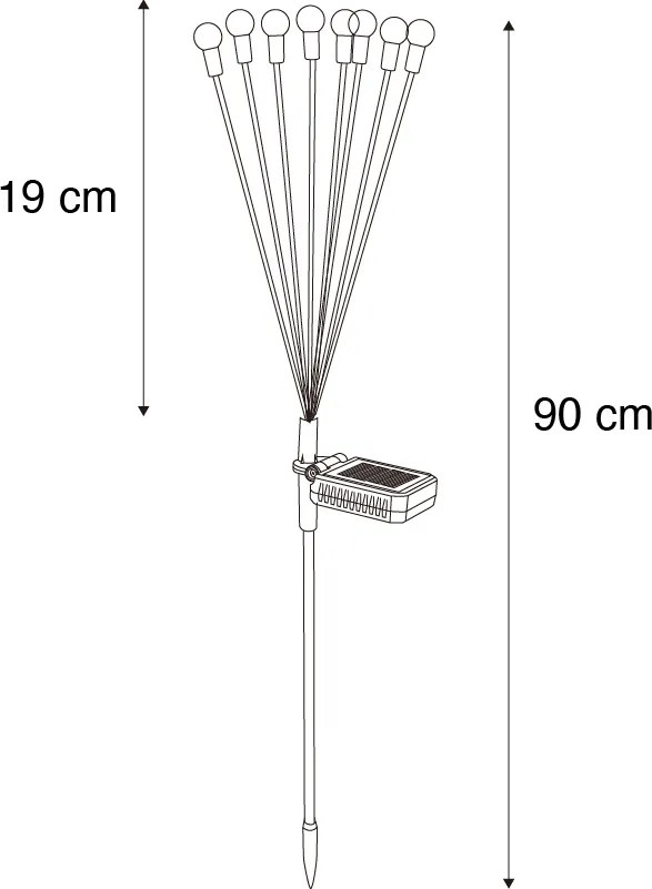 Lampă de exterior cu picior neagră, inclusiv LED cu panou solar și țăruș pentru sol - Fire Fly