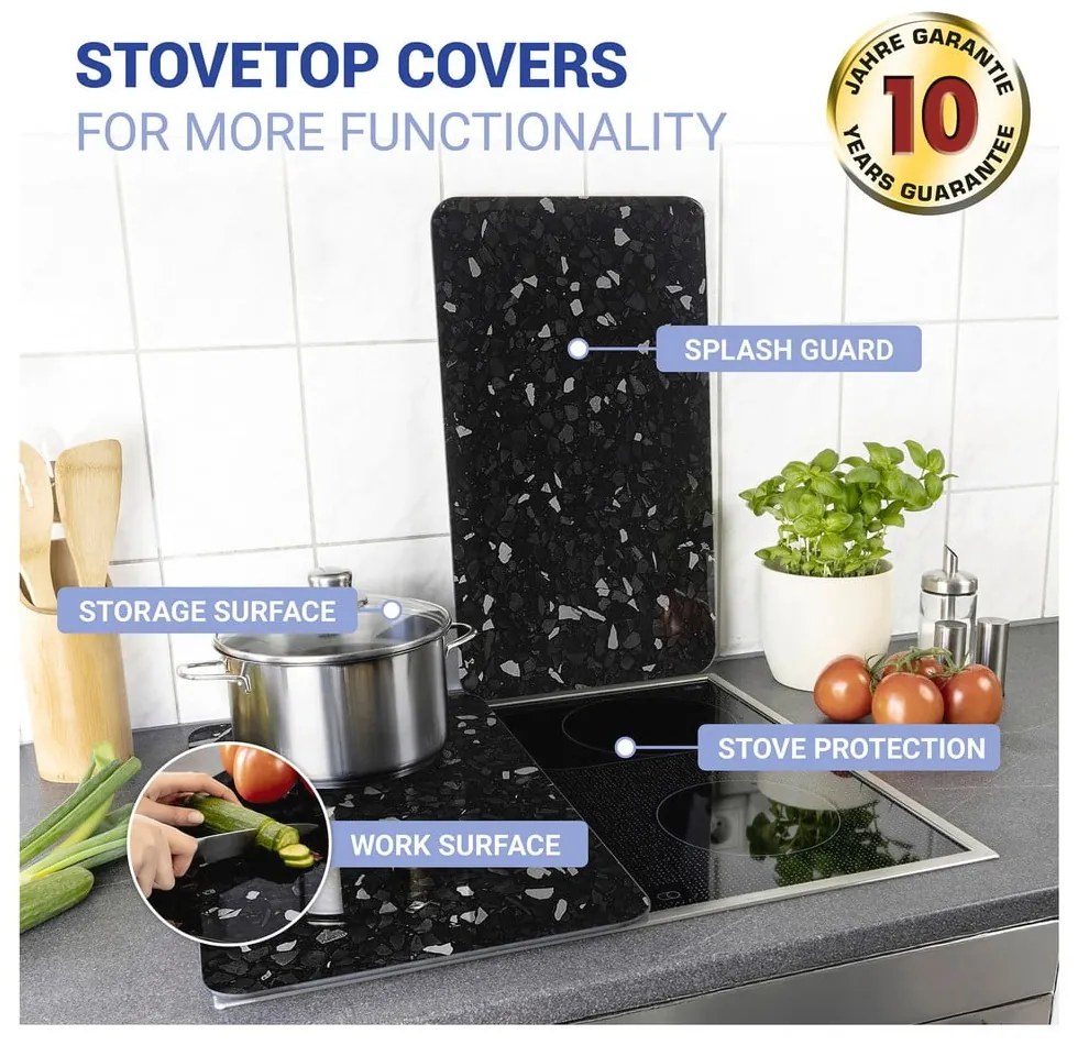 Set 2 protecții din sticlă pentru aragaz Wenko Universal, negru