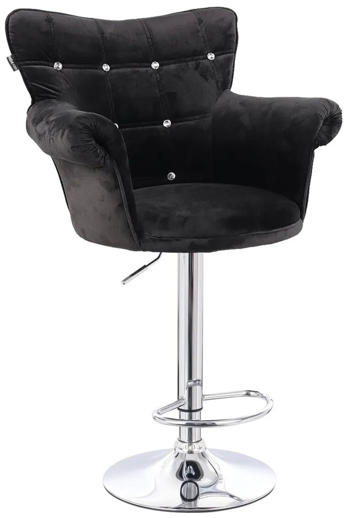 HR804CW scaun Catifea Neagră cu Bază Cromata