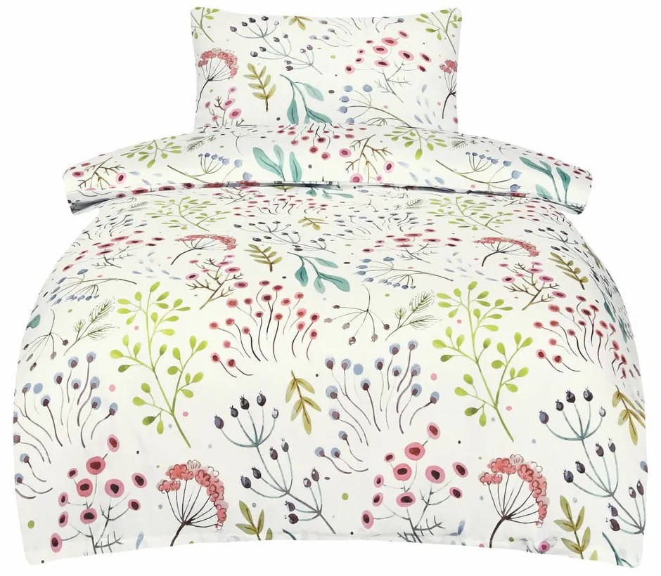 Lenjerie de pat albă din bumbac satinat pentru pat de o persoană 140x200 cm Jasmine – My House