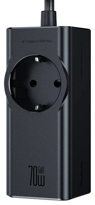 Prelungitor McDodo, 1 priza, 2xUSB-C max 70W+USB-A, 1.5 metri, negru