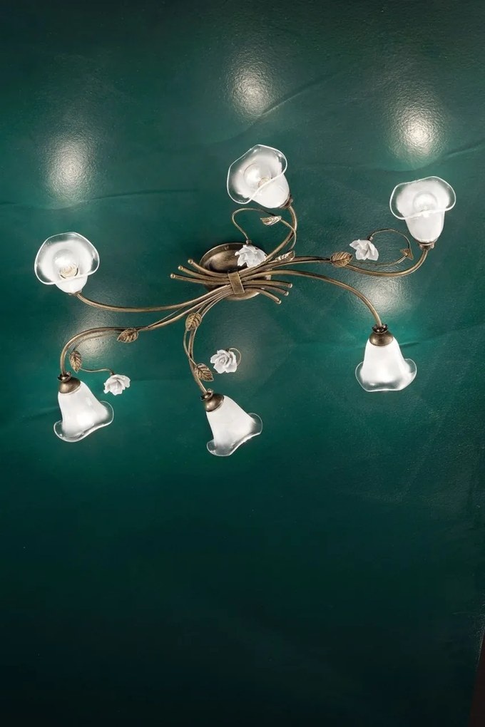 Lustra aplicata clasica cu flori din ceramica realizate manual SIENAL