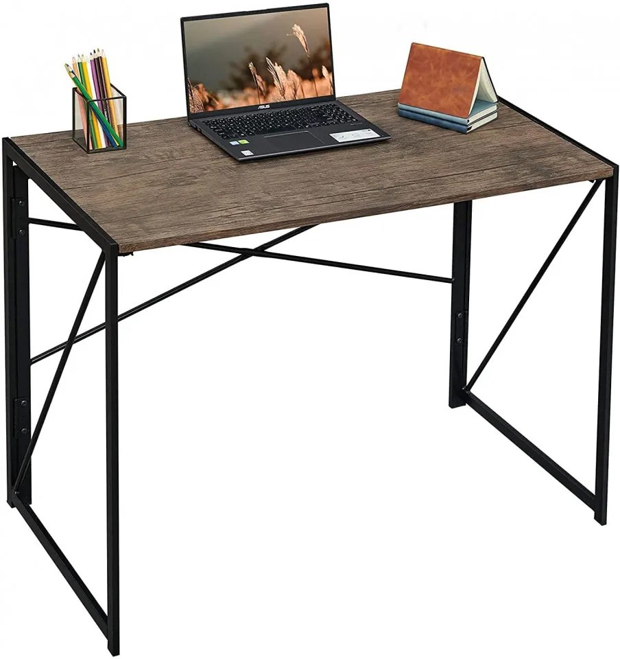 Birou Coavas, MDF/metal, maro/negru, 100 x 50 x 75 cm