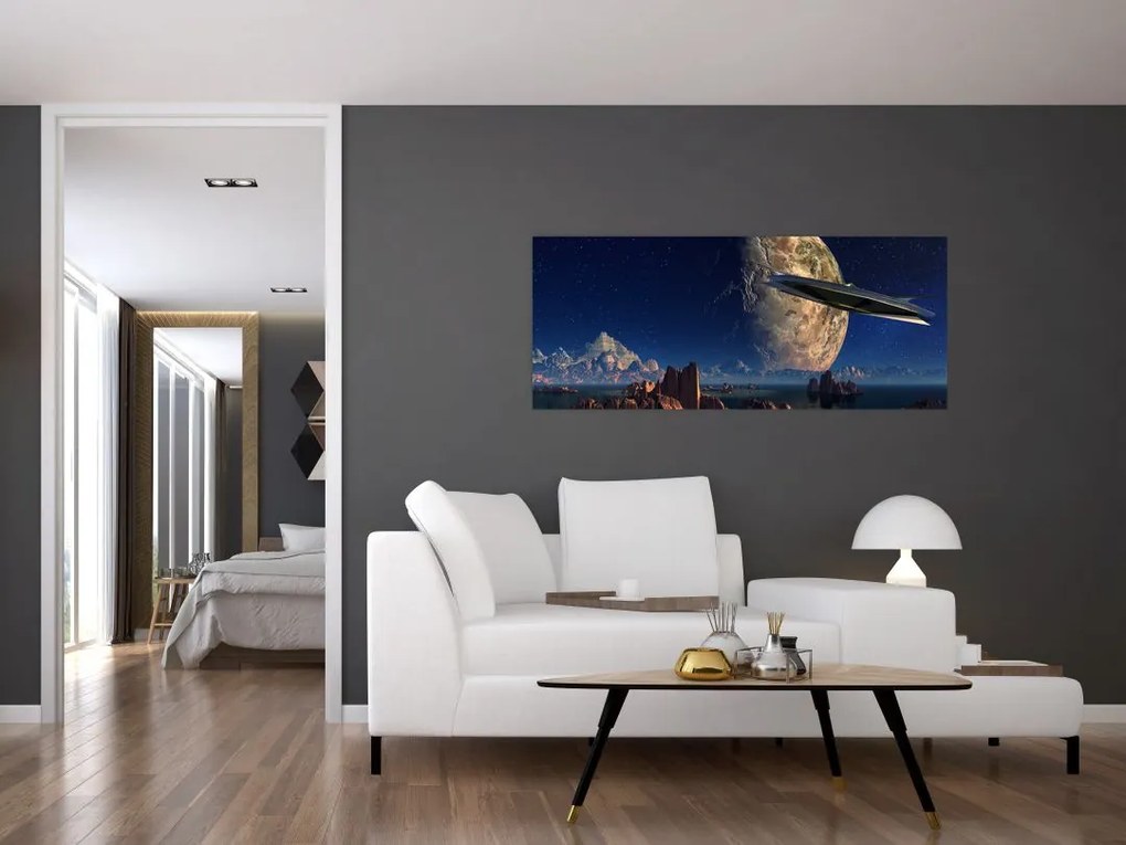 Tablou - Vizita extraterestrului (120x50 cm)