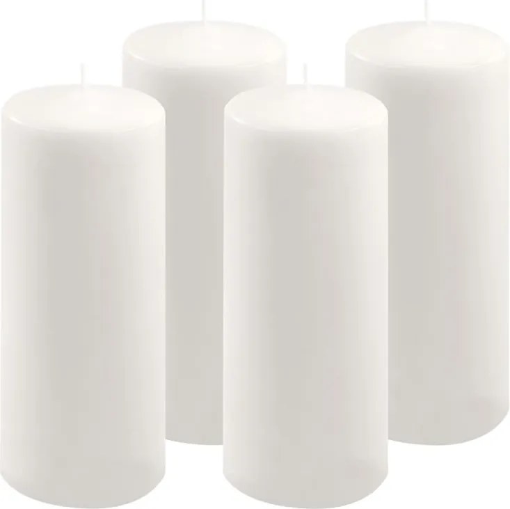 Set de lumânări tip pilon, 25 cm, Ø 10 cm, alb, 4 buc
