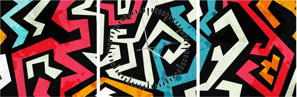 Tablouabstracție grafică (cu ceas) (90x30 cm)