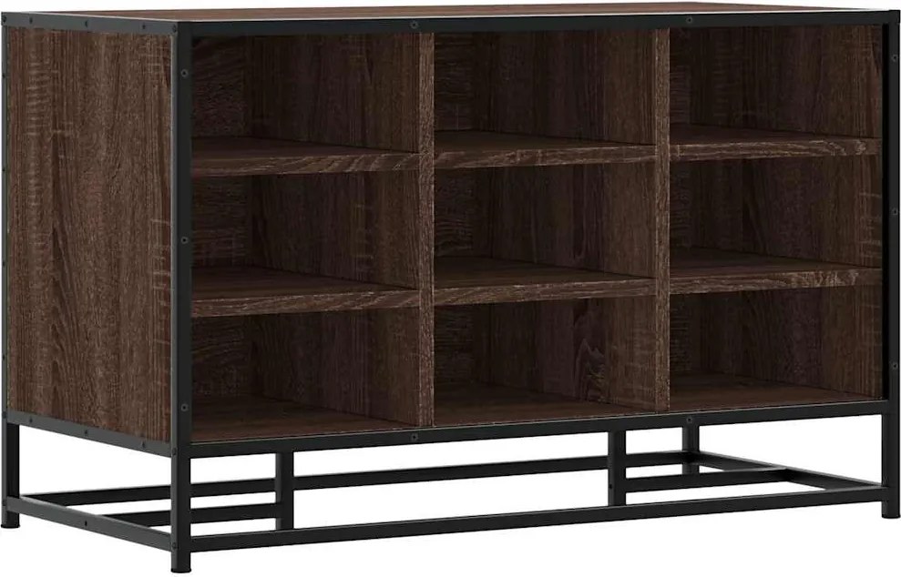 vidaXL Bancă pentru încălțăminte Stejar maro Lemn prelucrat și metal