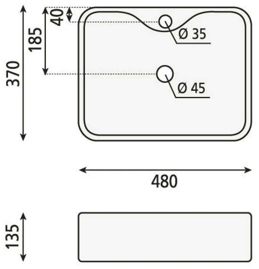 Chiuvetă din ceramică Sapho Balena, 48 x 37 cm, alb