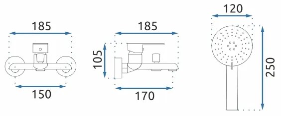 REA-B9932 - Set pentru cadă BLOOM alb mat/auriu