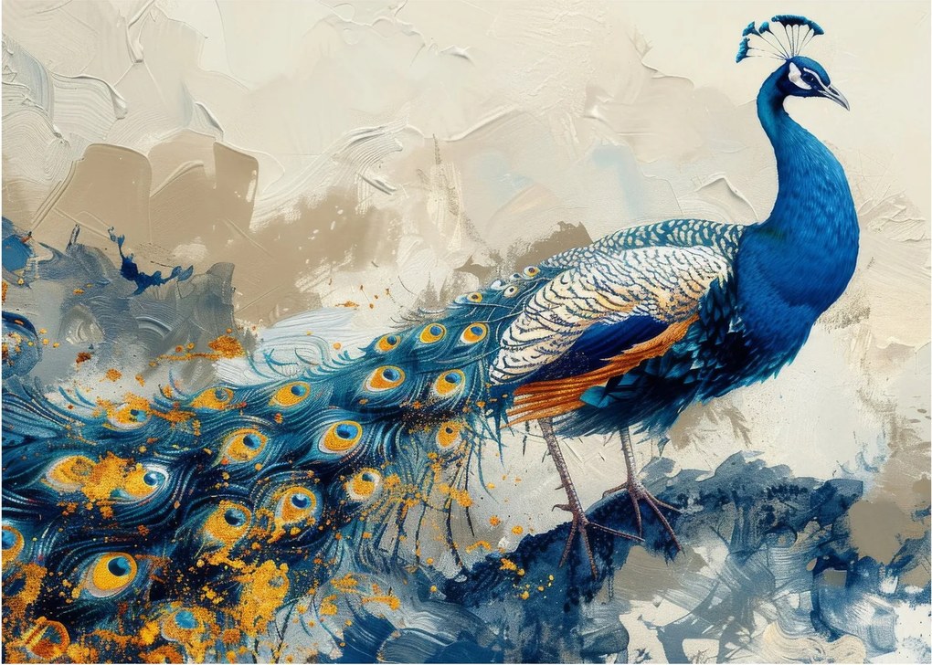 Tablou pe sticlă - Peacock, pictură (70x50 cm)