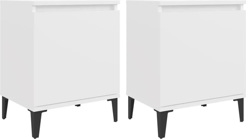 vidaXL Noptiere cu picioare metalice, alb, 40x30x50 cm